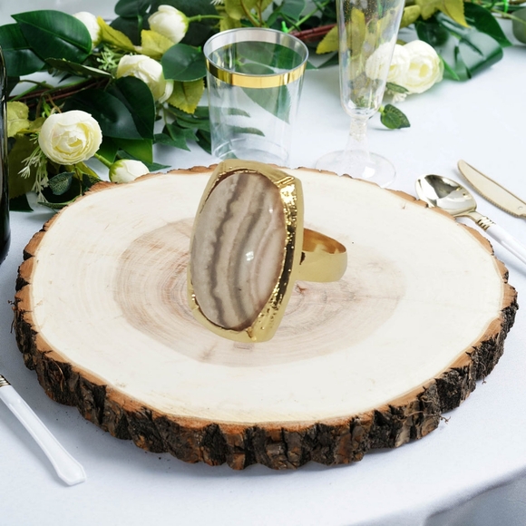 .Gold Tone Adjustable Ring with Jasper Stone - Picture 5 of 5